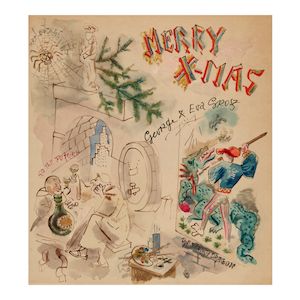 Merry X-Mas 9 1/8 x 8 7/16 in (23.1 x 21.5 cm) (Executed circa 1950)