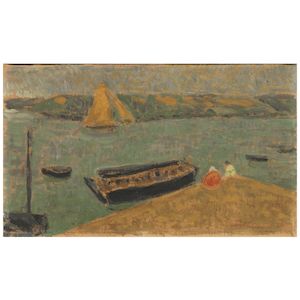 PAUL SÉRUSIER (1863-1927) Estuaire breton 9 1/16 x 15 3/16 (23 x 38.5 cm) (Executed in Châteauneuf-du-Faou circa 1920)