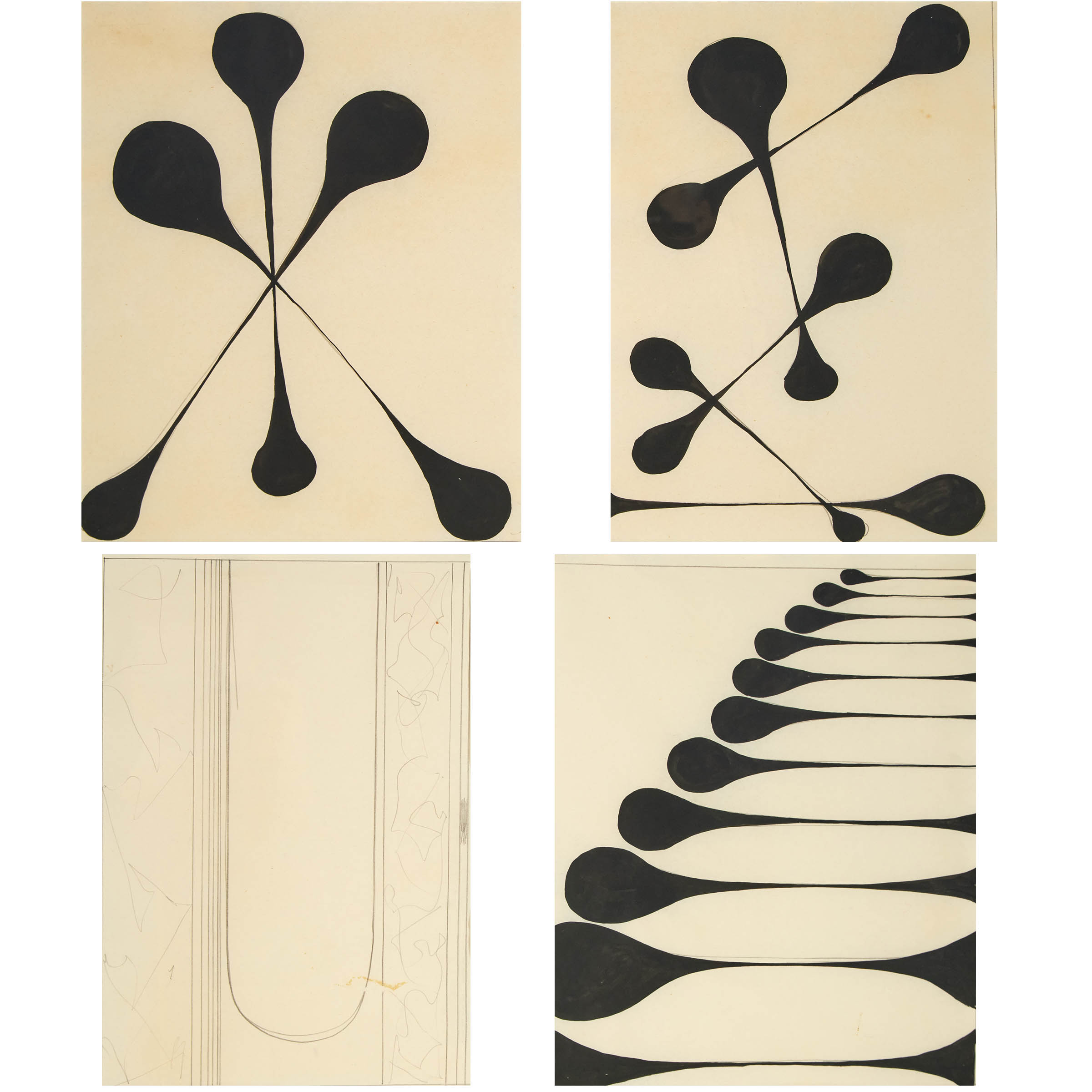 TWO WORKS FROM "STRETCH DRAWINGS," 1968-1970
