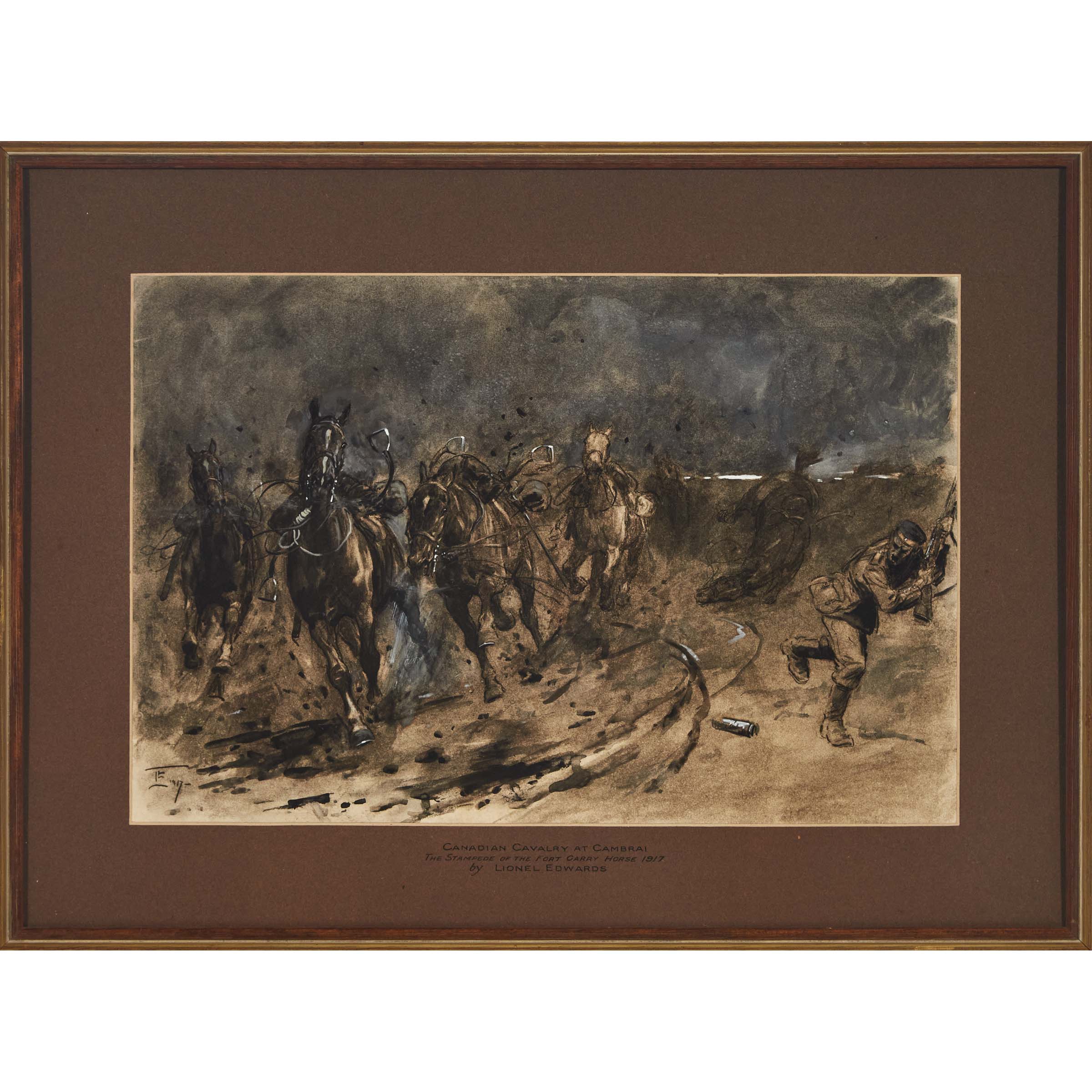 Lionel Edwards, Canadian Cavalry at Cambrai - the Stampede of the Fort Garry Horse - 1917