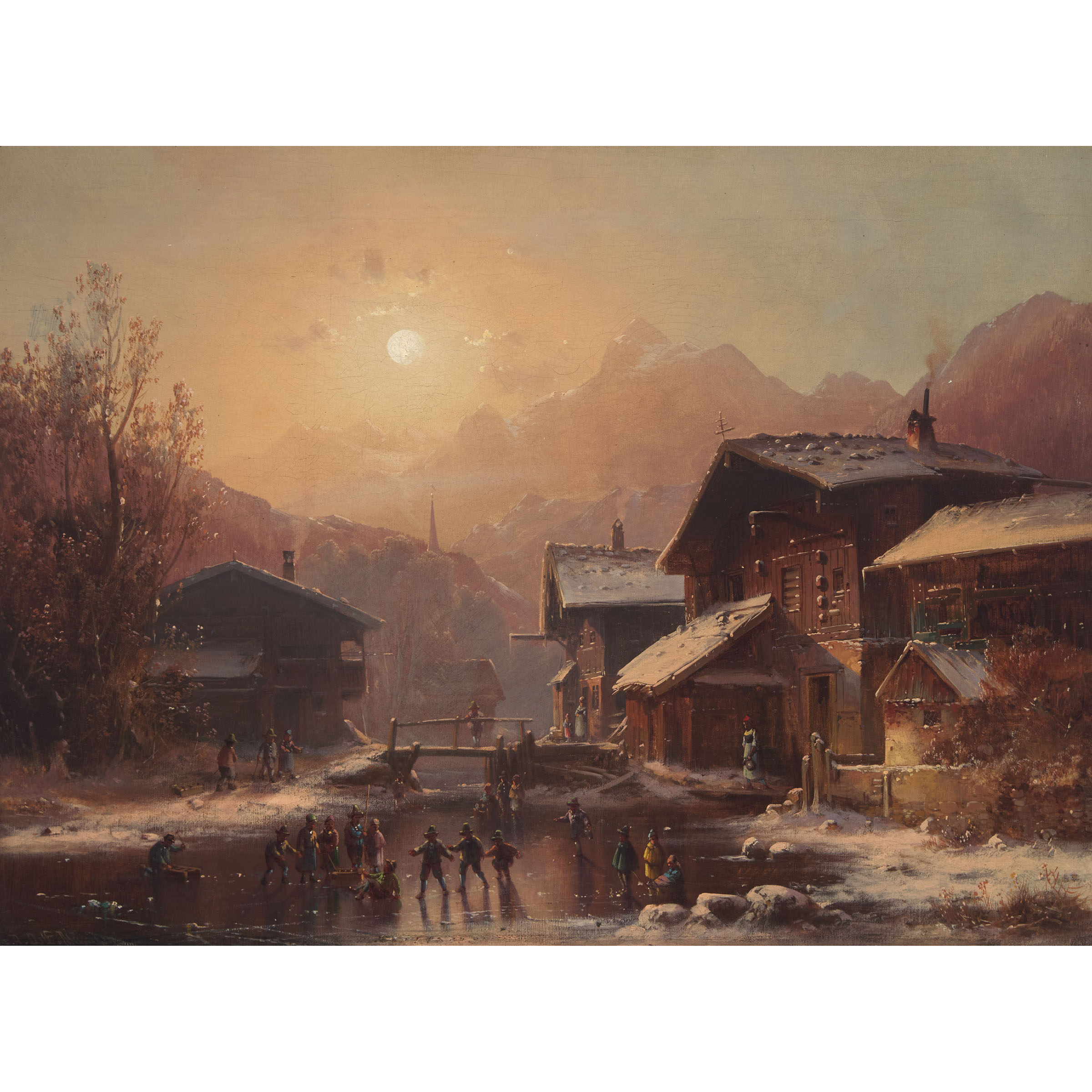 Winter Village Scene