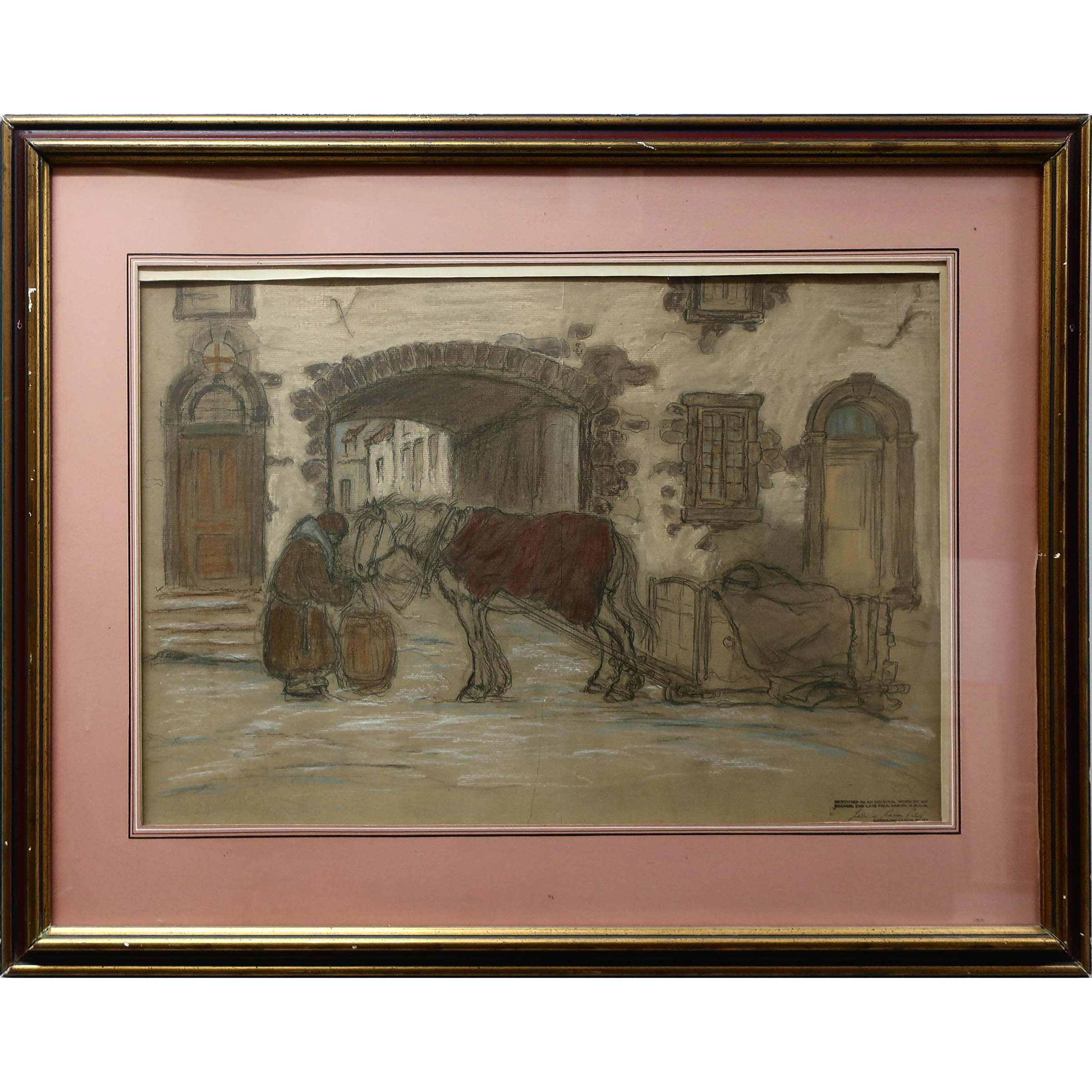 Untitled (Street Scene with Figure and Horse-Drawn Sleigh)