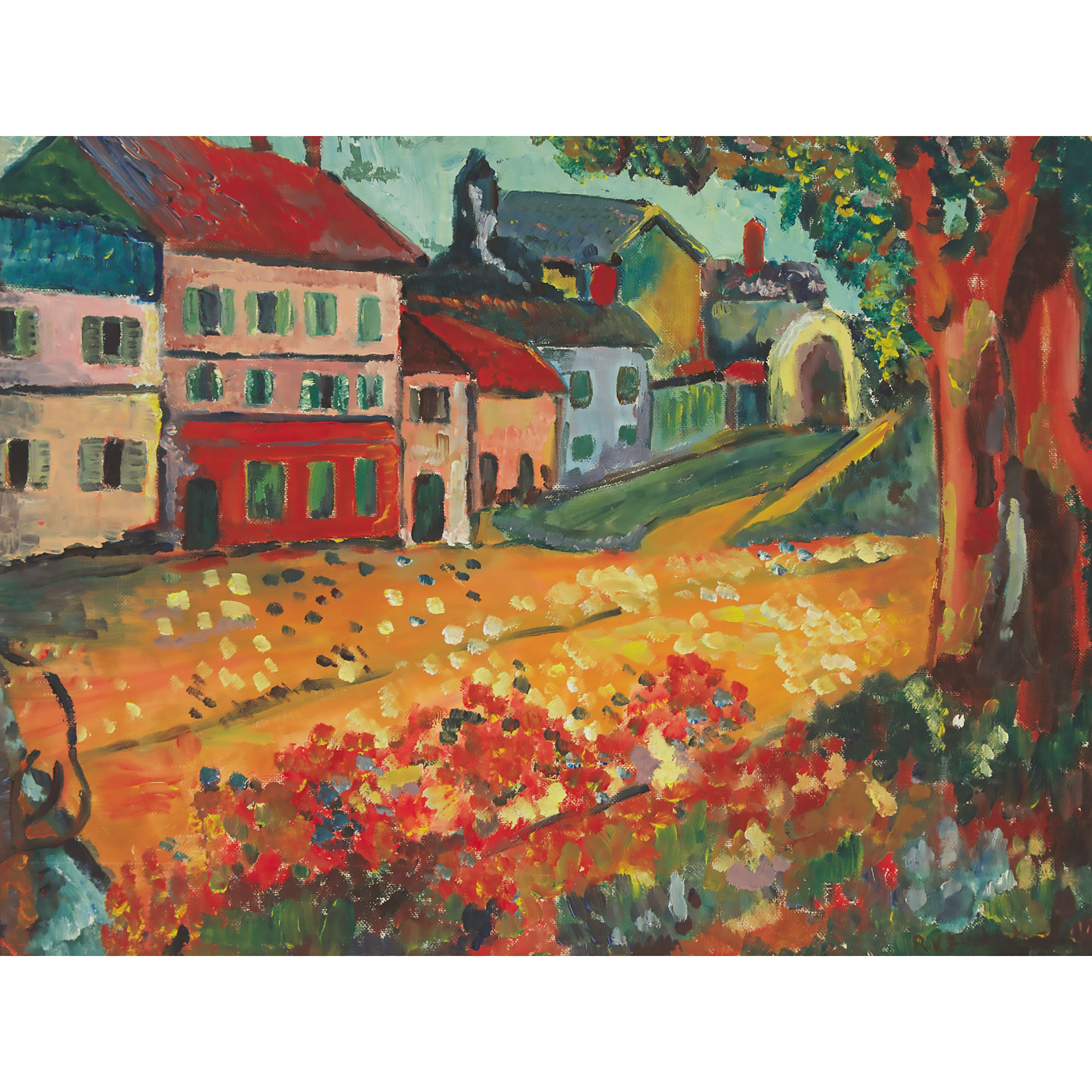 Village Scene and Tree