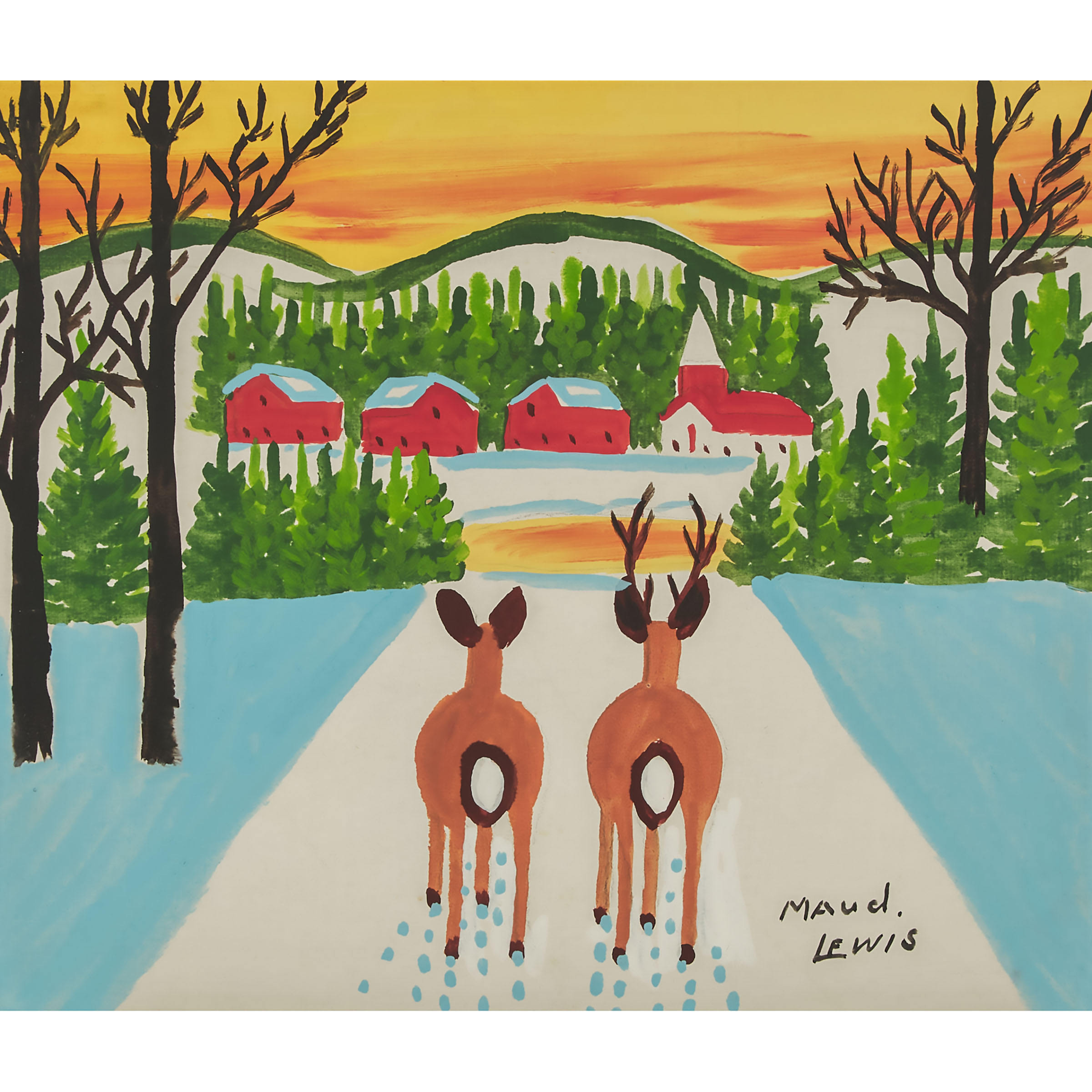 Untitled (Two Deer, Sunset)