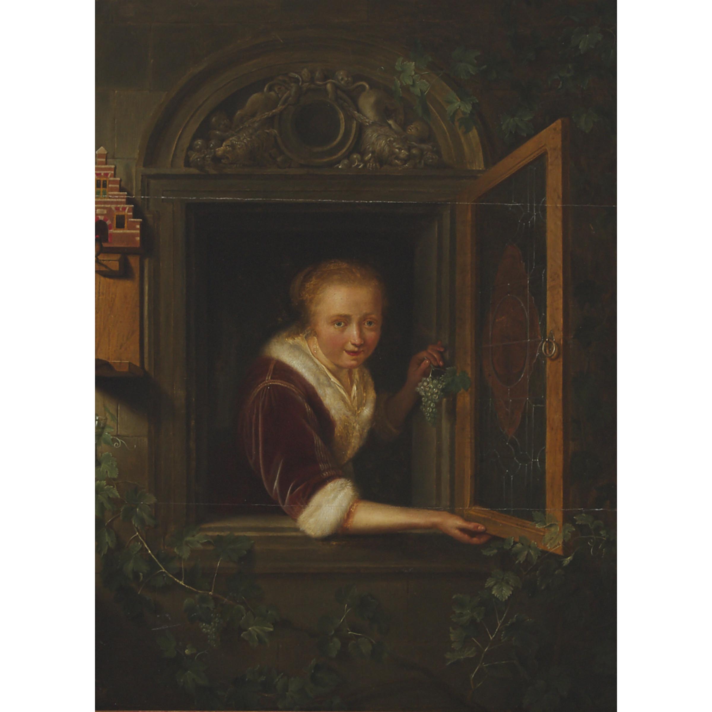 Young Woman in a Window with Grapes