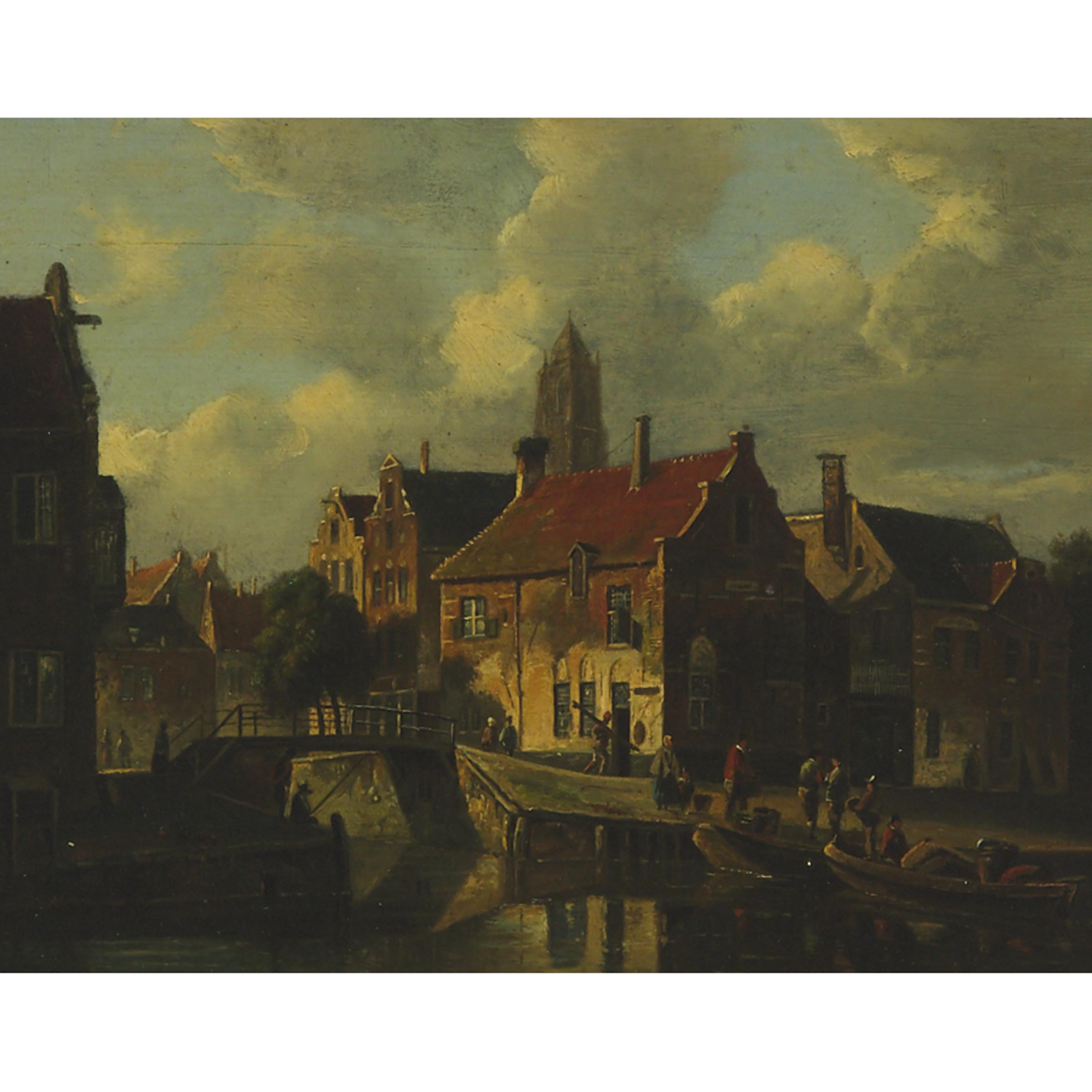 Merchants Unloading Wares at a Dutch City Port