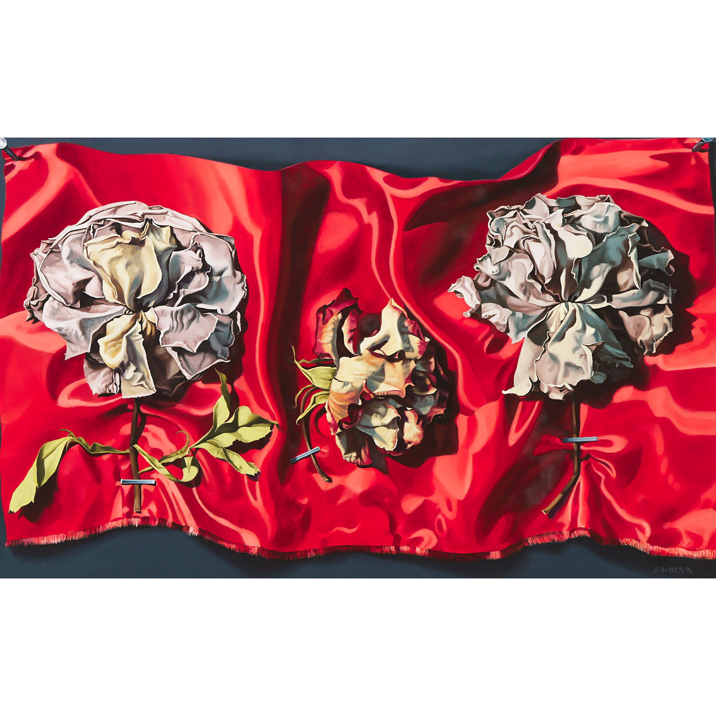 Roses on Red Silk