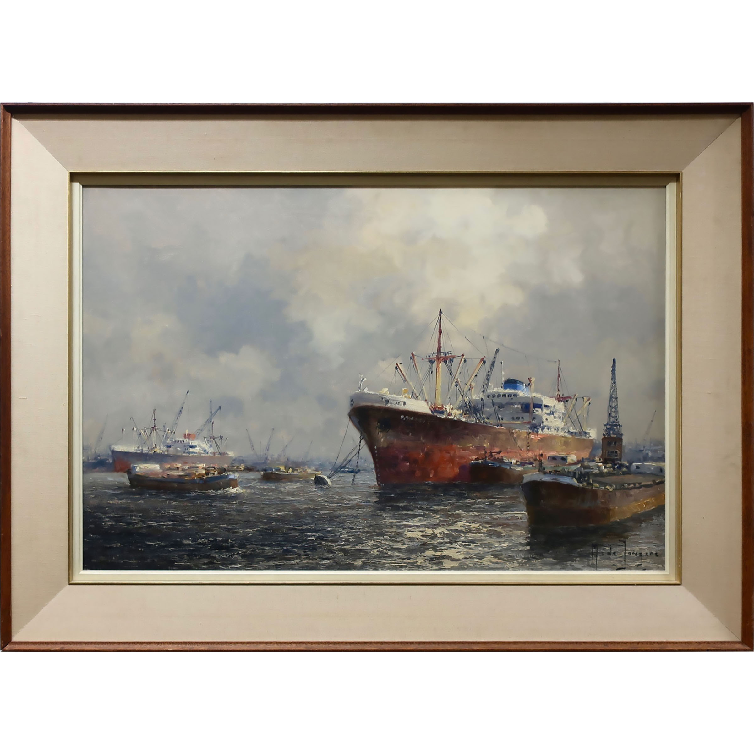 Marinus Johannes de Jongere, Shipping Scene in Rotterdam Harbour