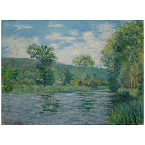 BLANCHE HOSCHEDÉ-MONET (1865-1947) La Risle, Beaumont-le-Roger 23 5/8 x 31 7/8 in (60 x 81.1 cm) (Painted in 1910)