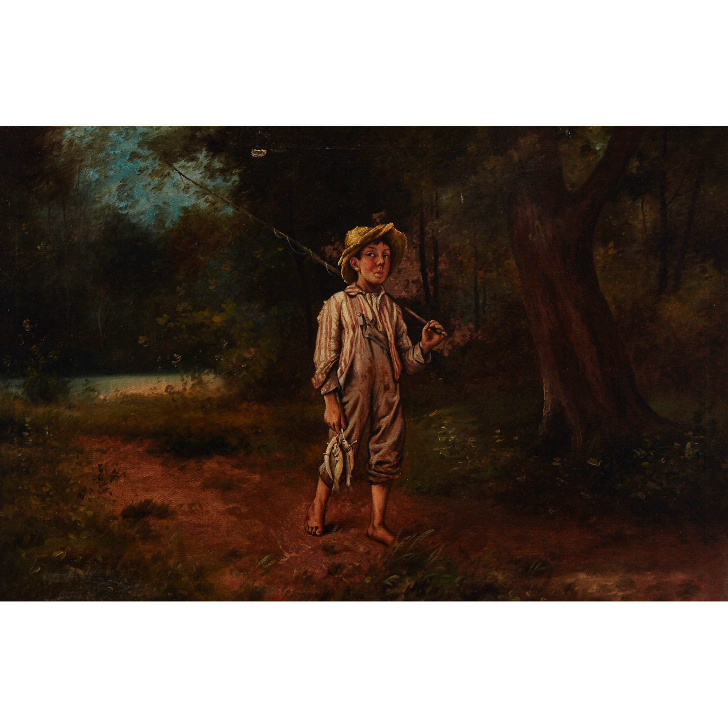 “DAY’S CATCH” (YOUNG AMERICAN IN STRAW HAT)