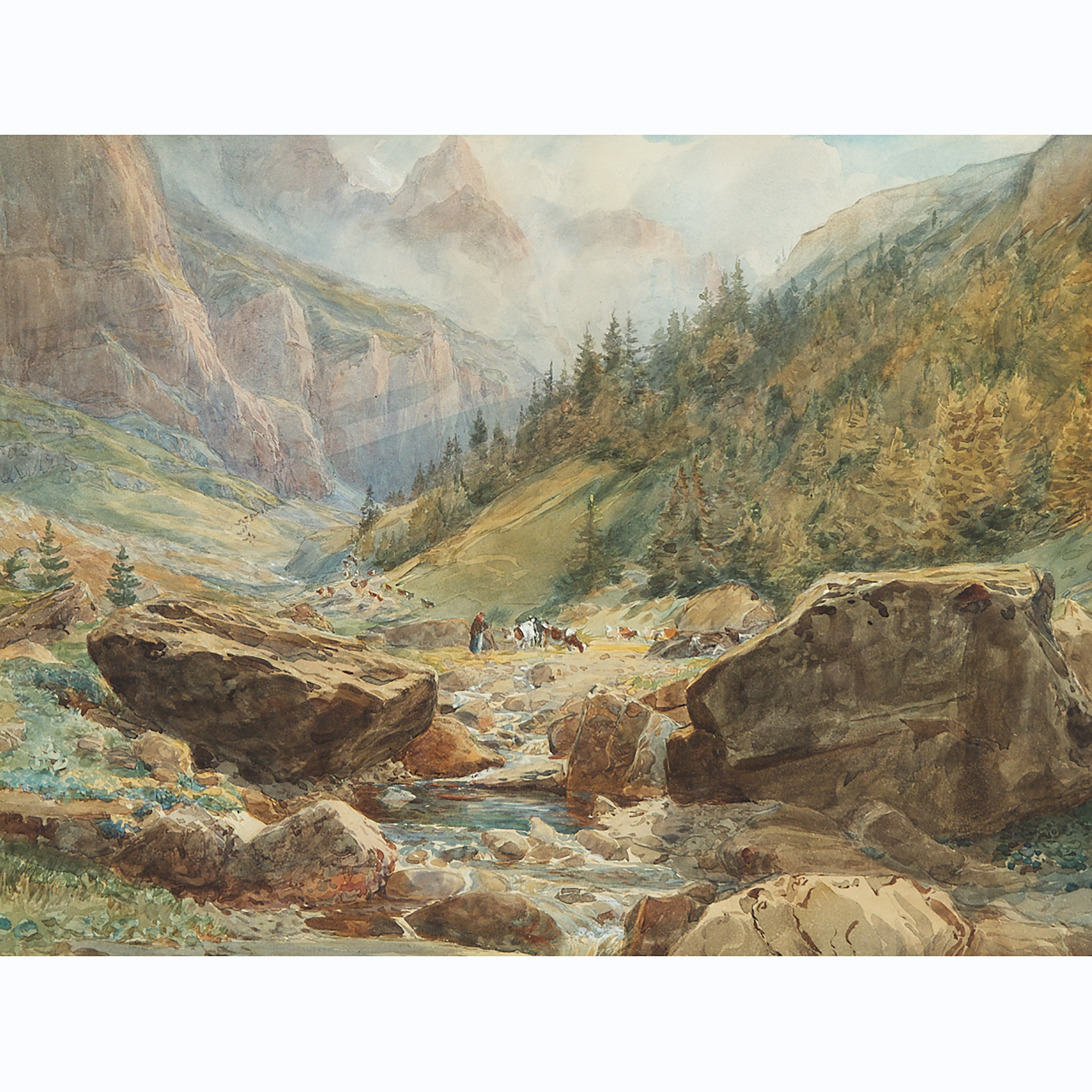 Figure and Cattle in a Mountainous Landscape