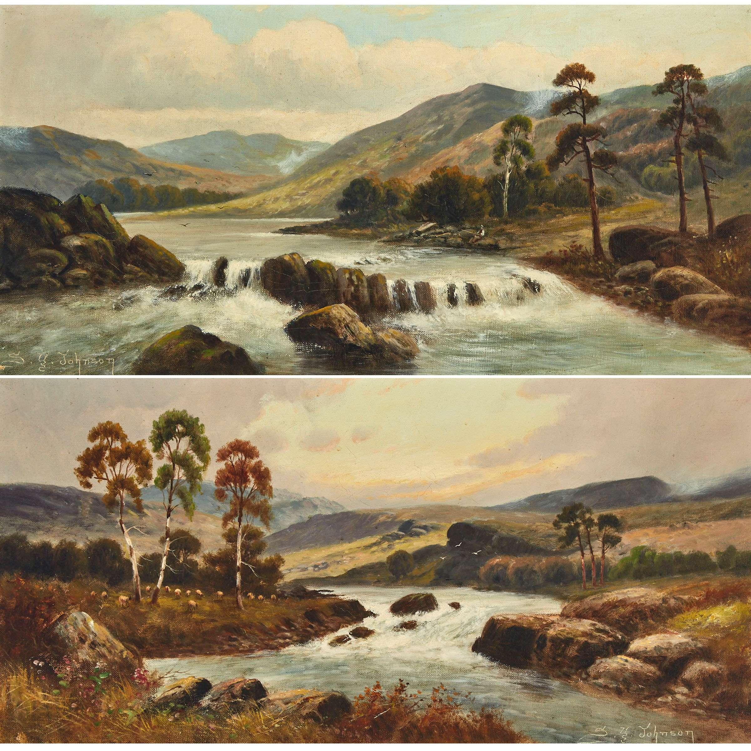 WATERFALL, BETWS-Y-COED, NORTH WALES; GOLDEN SUNSET, CONWAY, NORTH WALES