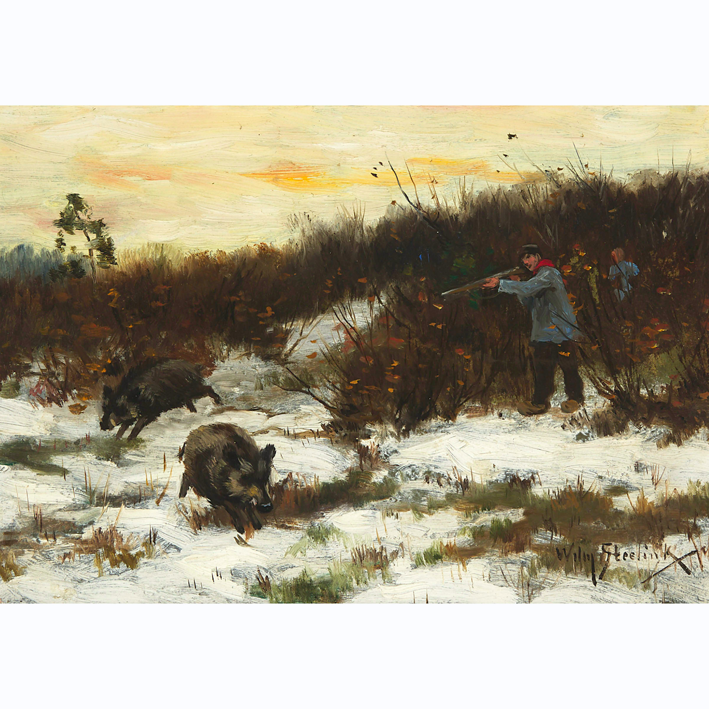 Willem Steelink, Boar Hunt in Snow