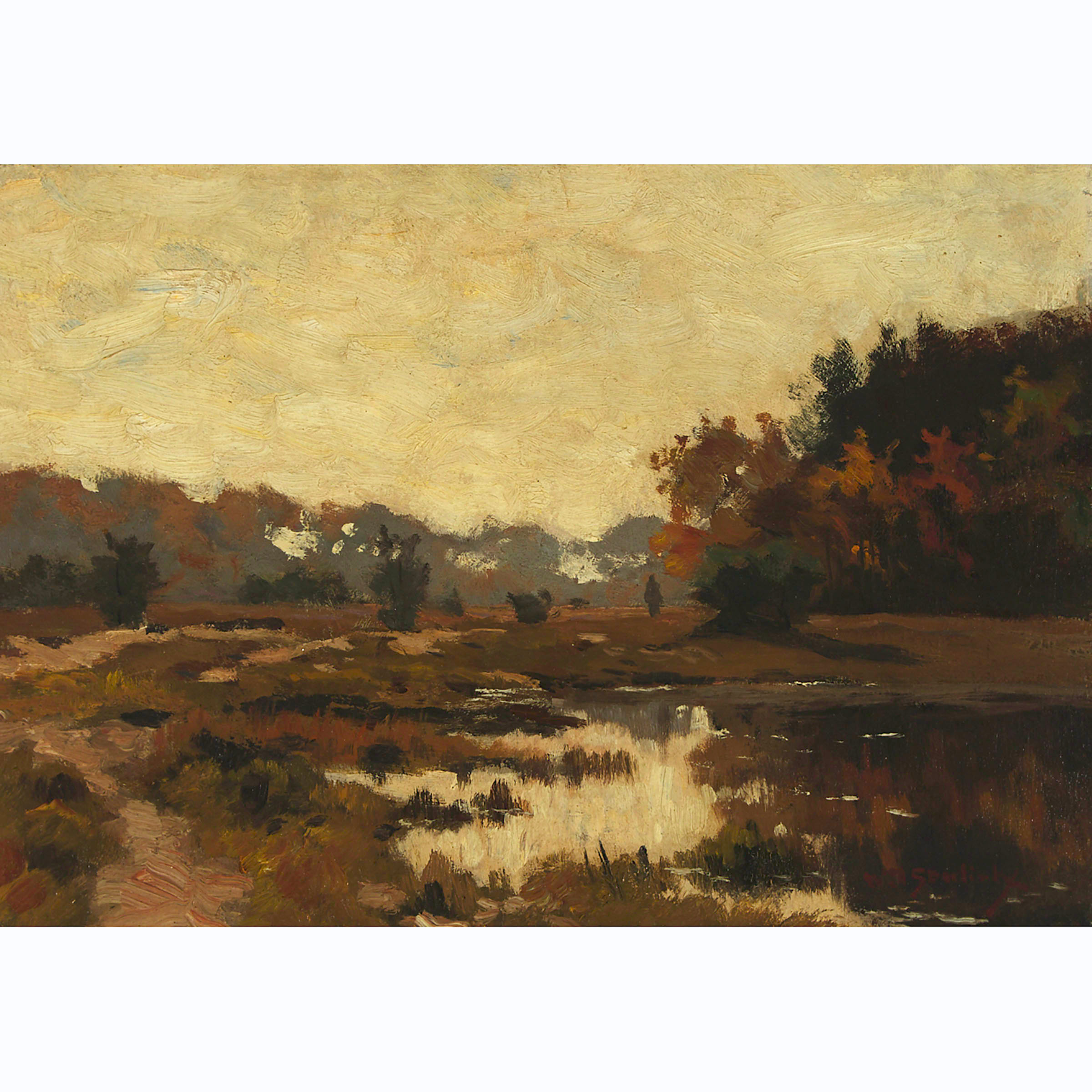 Figure in a Polder Landscape in Fall