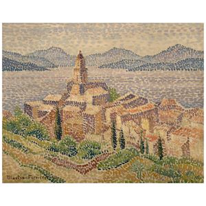 JACQUES MARTIN-FERRIÈRES (1893-1972) Monastère sur le lac d'Ohrid - Yougoslavie 15 1/2 x 19 1/2 in (39.8 x 49.7 cm) (Painted in 1919)