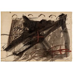 ANTONI TÀPIES (1923-2012) El pa a la barca noIX 15 3/16 x 21 3/4 in (38.6 x 55.2 cm) (Executed in 1963)