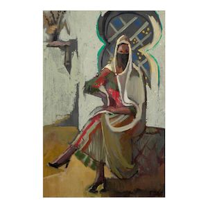 FRANÇOISE GILOT (1921-2023) Petit Portrait de Juliènne en Tunisiène 16 1/8 x 10 5/8 in (40.8 x 27 cm) (Painted in 1956)