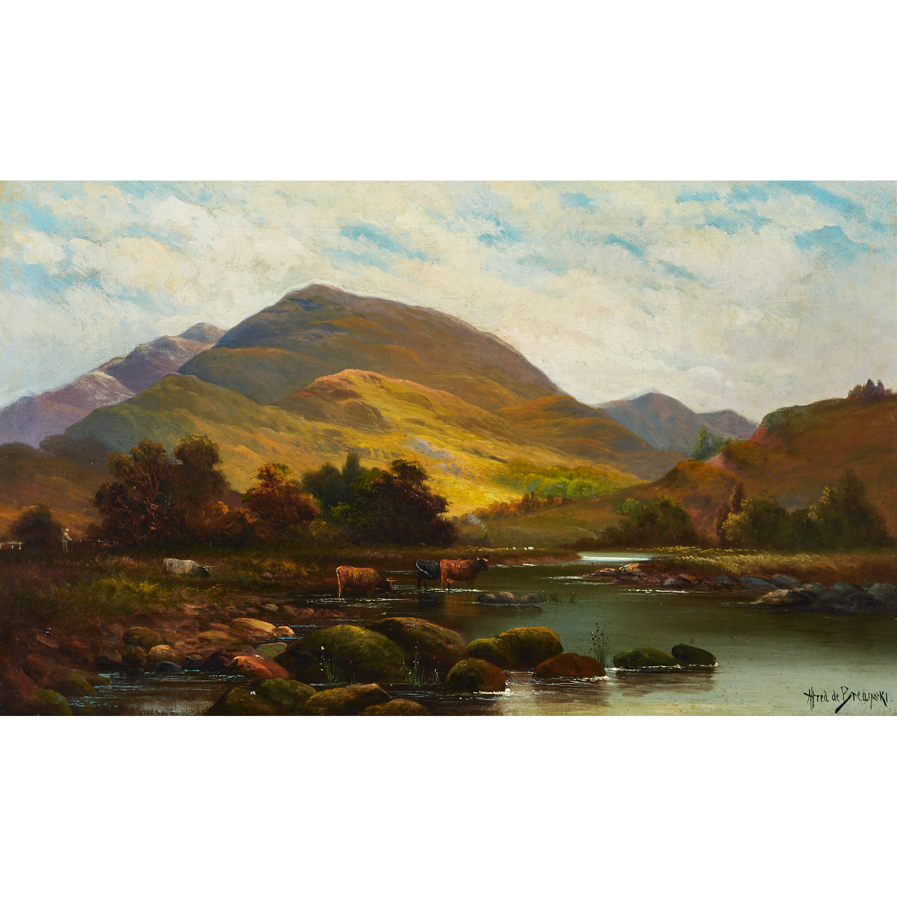 Highland Landscape with Cows Watering