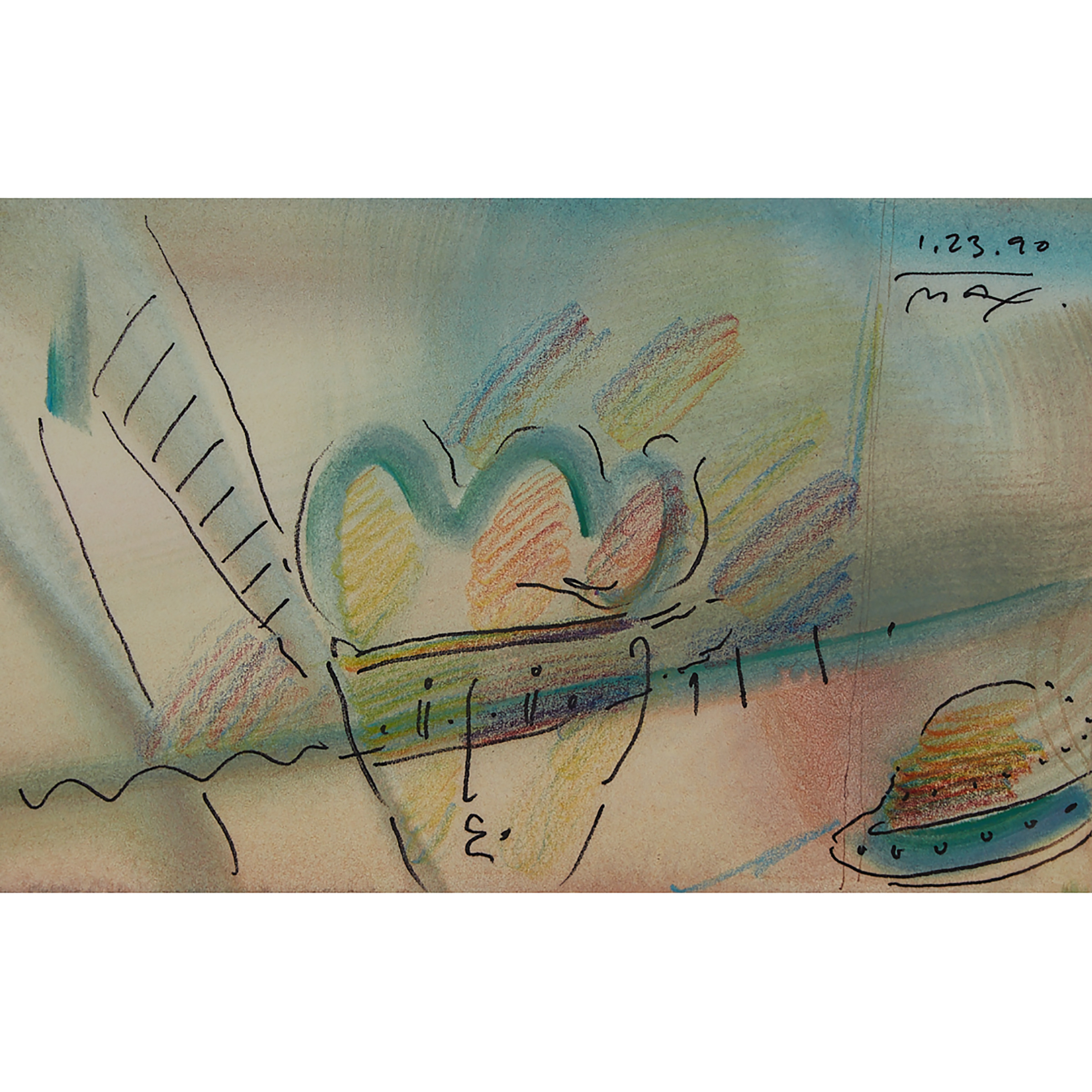A Face and Hat in an Abstract Landscape