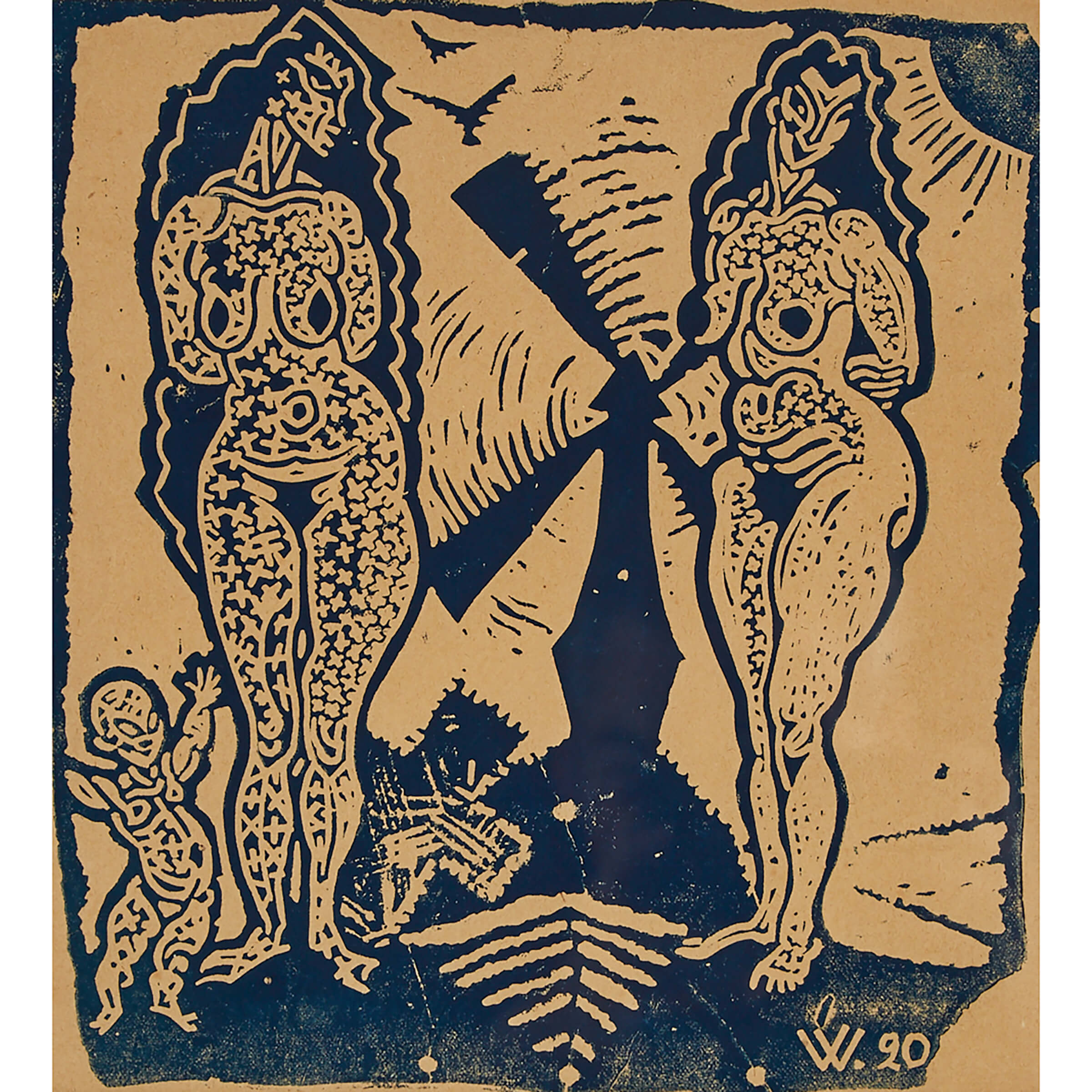 Wiiralt Eduard, Kahekesi Tuule Veskiga (Two Nudes and Windmill)
