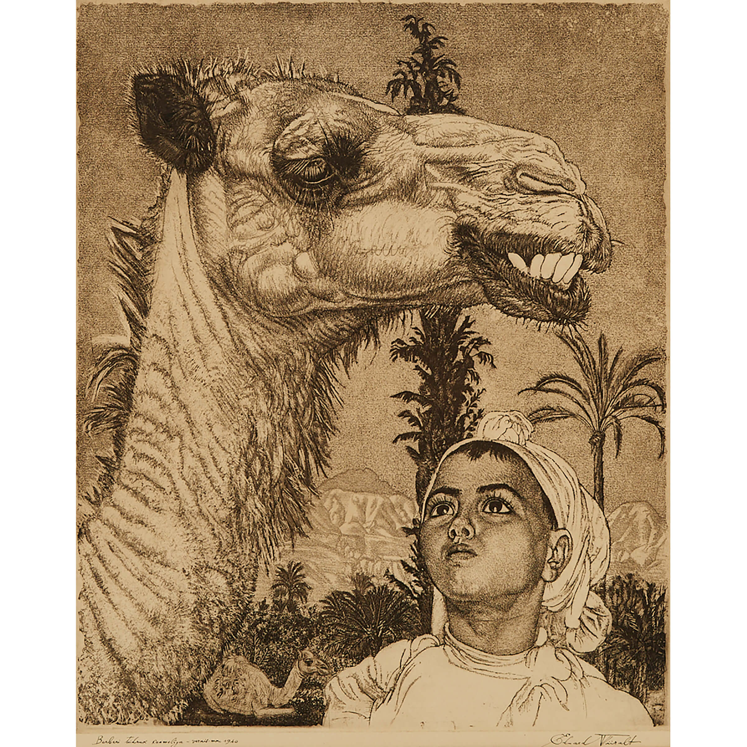 Wiiralt Eduard, BERBERI TÜDRUK KAAMELIGA (BERBER GIRL WITH CAMEL), 1940 [KANGILASKI, 115]