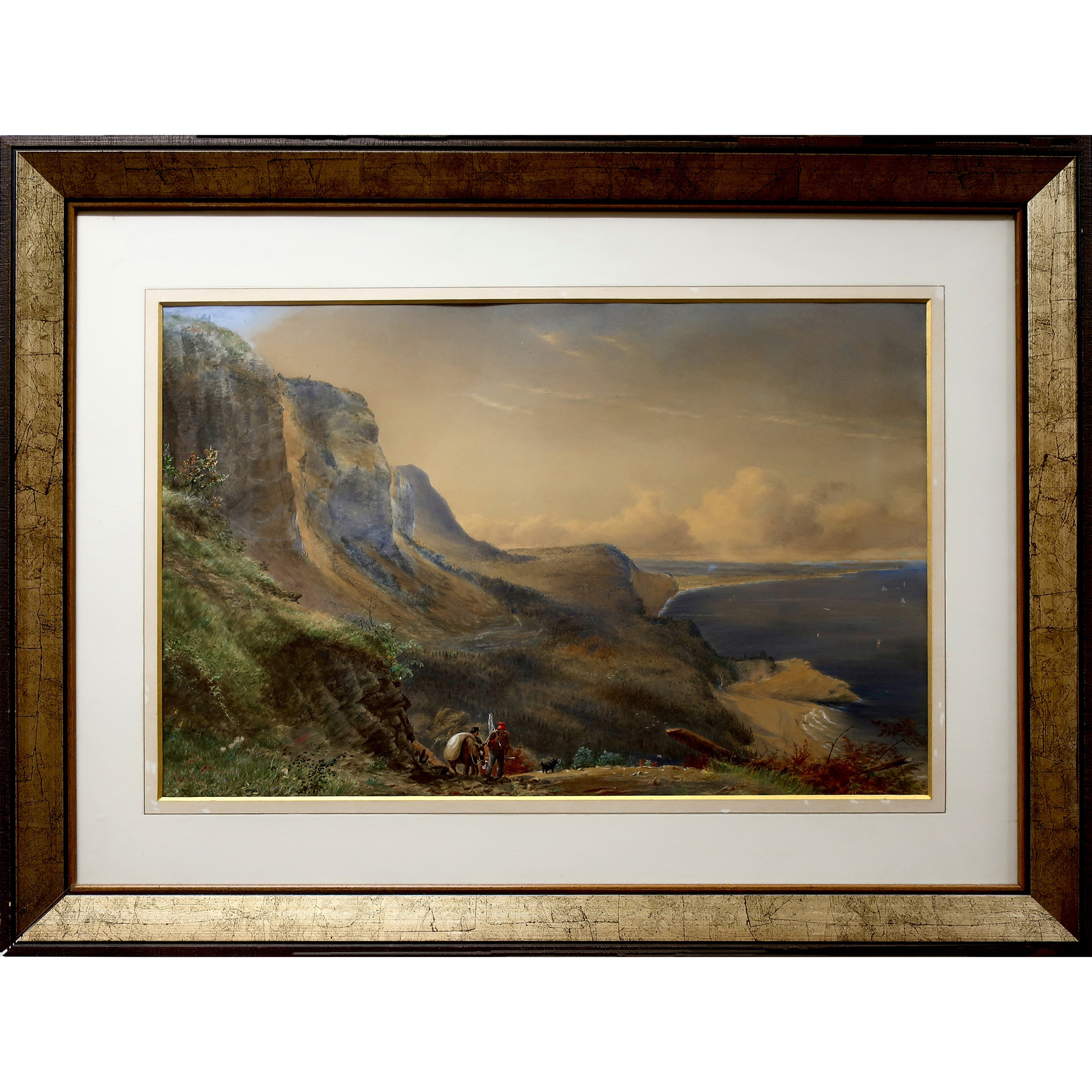 Extensive Coastal View with Wayfarers and Dog