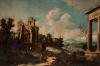 Ambito di Michele Marieschi - River landscape with classical ruins and figures, Ambito di Michele Marieschi - River landscape with classical ruins and figures