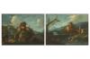 Antonio Diziani (Venezia 1737 – 1797) - River landscape with figures and a mill; River landscape with a castle and figures near a bridge, Antonio Diziani (Venezia 1737 – 1797) - River landscape with figures and a mill; River landscape with a castle and figures near a bridge
