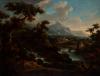 Scipione Cignaroli (Milano 1690 - Torino 1753) - River landscape with painter in the foreground near a stream, Scipione Cignaroli (Milano 1690 - Torino 1753) - River landscape with painter in the foreground near a stream