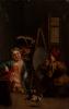 Scuola dell'Italia settentrionale, secolo XVIII - Scene of dwarves in the painter's studio