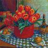 Tulips and Chianti Bottle c2006