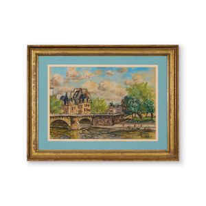 Paul Lucien Maze (French, 1887-1979) Ile de la Cite, Pont du Louvre, Paris, 1956