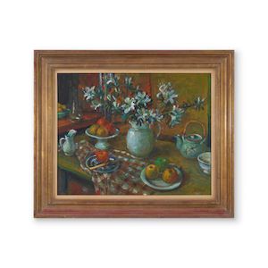 Margaret Olley (1923-2011) White Azaleas and Apples, 2004