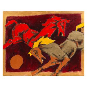 Maqbool Fida Husain (1915-2011) Untitled (Horses)