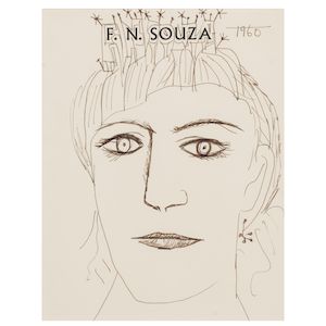 Francis Newton Souza, Francis Newton Souza (1924-2002) Untitled (Head of a Woman wearing a crown)