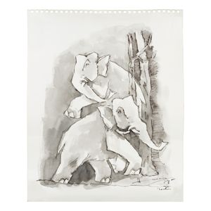 Maqbool Fida Husain (1915-2011) Untitled (Two Elephants)
