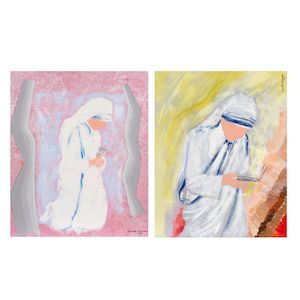 Sunita Kumar, Sunita Kumar (B.1942) Untitled (Mother Theresa) 92 x 76.4cm (36 1/4 x 30 1/16in) and 76 x 60.8cm (29 15/16 x 23 15/16in)