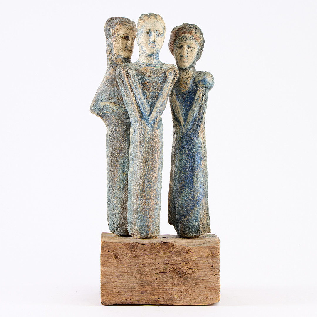 Skulptur, "Tre systrar", unikat, signerad och daterad.