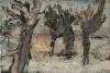 Paysage d'hiver, circa 1962 Huile sur carton, signée et indistinctement datée 62 (?) en bas à droite