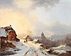 Dorfstrasse mit Staffage im Winter