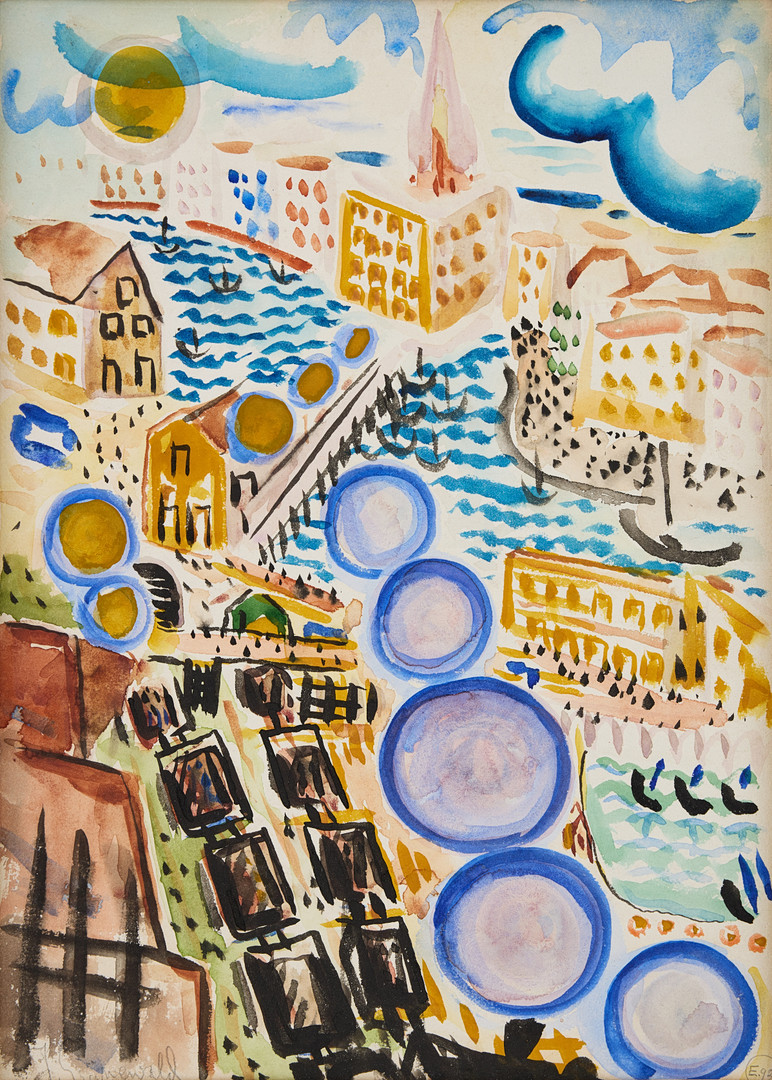 Isaac Grünewald, View from the heights of Södermalm over Riddarholmen and Gamla stan.