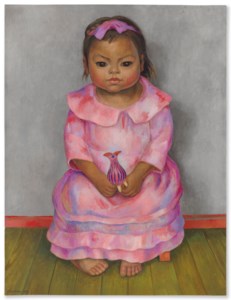Niña con gallito (La niña Modesta Mercado a los 4 años de edad)