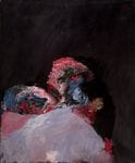 Couple X 1976 Huile sur toile signée en haut à droite, contresignée et datée au dos de la toile, titrée sur le châssis H. 73 cm L. 60 cm  « Dans une voie peu fréquentée hormis par Rouault, Soutine et 