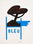 Bleu 1985 Acrylique et collage sur carton signé et daté en bas à droite 65 x 50 cm