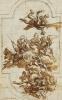 attributed to: Design for an allegorical ceiling composition. Drawing ink and brown wash over black chalk on paper. 522 x 325