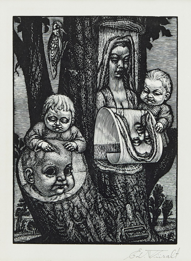 Wiiralt Eduard, Puulõike sünd (The birth of a woodcut).