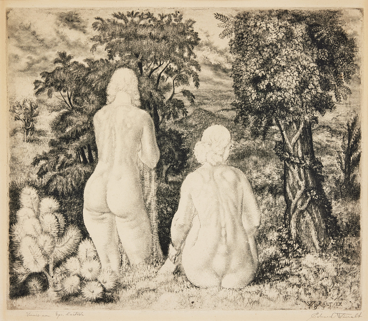 Wiiralt Eduard, Aktid maastikus (Acts in landscape).