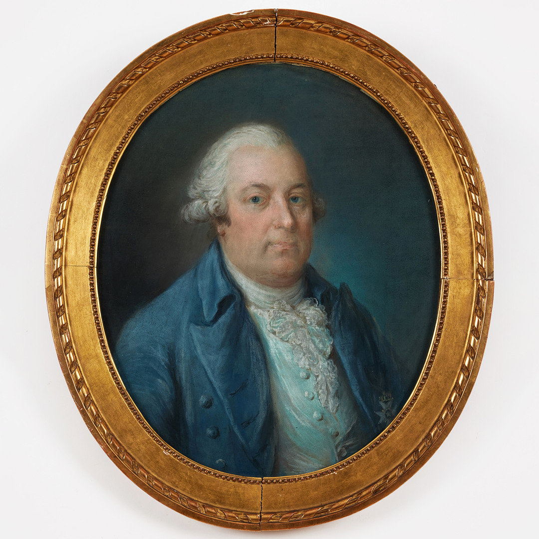TILLSKRIVEN. Porträtt föreställande General Direktör Carl Fredrik von Schulzenheim (1745-1808) klädd i blå rock och ljusgrön väst och order.