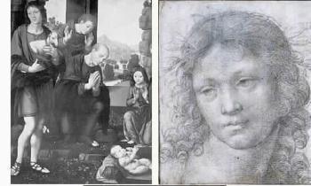 Figure couronnee de lauriers