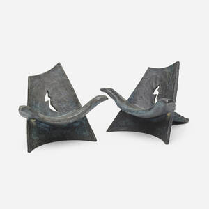 Bronze Miniature Chairs, set of two